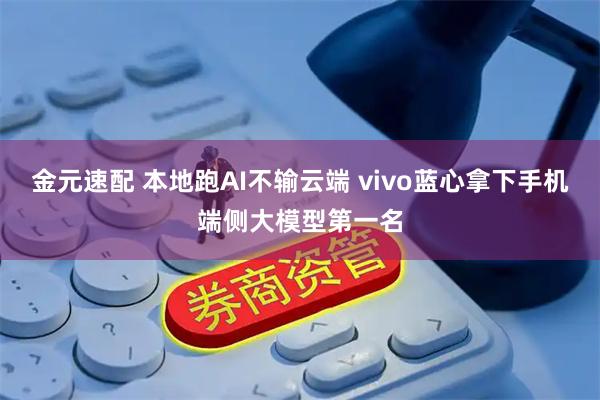 金元速配 本地跑AI不输云端 vivo蓝心拿下手机端侧大模型第一名